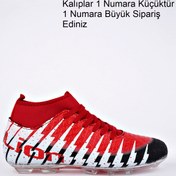 Resim Freemax Unisex Çoraplı Krampon Futbol Ayakkabısı Siyah Kırmızı 