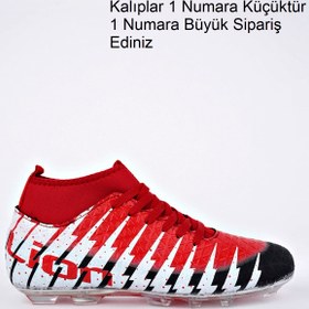Resim Freemax Unisex Çoraplı Krampon Futbol Ayakkabısı Siyah Kırmızı 