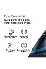 Resim Flyjet 2600 W Mavi Buharlı Ütü 