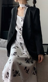 Resim Saten V Yaka Blazer - Siyah / M 