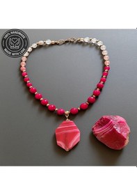 Resim Pembe Akik Ceyt Sevgi Uyum Ve Şifa Kolyesi Çok Renkli 