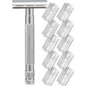 Resim Ipoearthu Paslanmaz Çelik Çift Taraflı Bıçaklı Dayanıklı Değiştirilebilir Yeniden Kullanılabilir Güvenlik Tıraş Bıçakları, A (Yurt Dışından) 