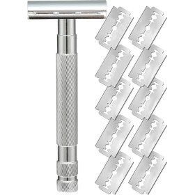 Resim Ipoearthu Paslanmaz Çelik Çift Taraflı Bıçaklı Dayanıklı Değiştirilebilir Yeniden Kullanılabilir Güvenlik Tıraş Bıçakları, A (Yurt Dışından) 