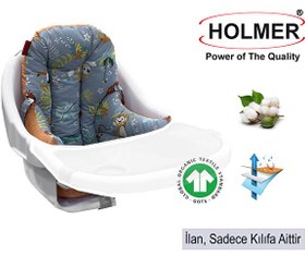 Resim Holmer Leke Tutmaz Organik Mama Sandalyesi Minderi - Kılıfı MD Gri 