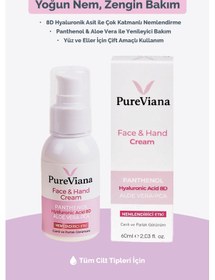 Resim Pureviana Yüz & El Kremi 60ml Hyaluronik Asit 8d + Aloe Vera + Cica + Shea Nemlendirici, Bariyer Onarıcı 