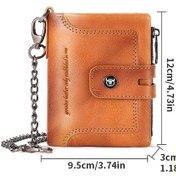 Resim Pazly Erkekler İçin Çok Fonksiyonlu Deri Zincirli Rfıd Korumalı Cüzdan - Kahverengi Kahverengi 