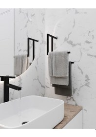 Resim Aju Havluluk Metal Kağıt Havlu Tutacağı Ev Banyo Düzenleyici Duvara Monte Havlu Tutucu Modern Siyah 