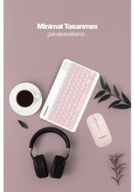 Resim Pembe Kablosuz Klavye Ve Mouse Seti Renkli 