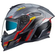 Resim Genel Markalar Sx.100r Gridline Grey Red Mat Motorcu Kaskı 
