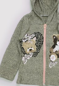 Resim Peki Bebek 5 Ekle 4 Öde Çocuk Kız Cute Bear Teddy Ayıcık Baskili Kapüsonlu Fermuarli Hirka Üst 13685 
