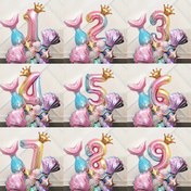 Resim 38 adet Denizkızı ve Taç Folyo Balon Seti, Karışık Renkler, 1 Taç, 2 Kabuk, Yıldız, Sayı 1-3, Doğum Günleri, Düğünler, Yıldönümler, Duşlar ve Genel Kutlamalar için, 14 yaş ve üzeri 
