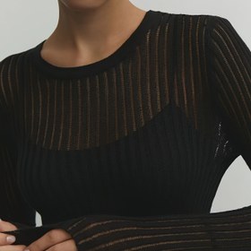 Resim Kadınlar İçin Şık ve Hafif Nefes Alabilen Üst - Uzun Kollu Yuvarlak Yaka, Dantel Detaylı Kesikli Tasarım, Her Mevsim Kullanıma Uygun, Düz Renk, Çok Yönlü Moda, Rahat Kesim 