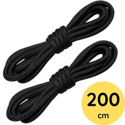 Resim Foottab 200 Cm Siyah Yuvarlak Bot Bağcığı, Fitilli Dayanıklı Sağlam Bağcık, Ayakkabı Bağcığı Bağı Ipi 