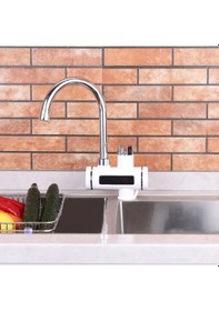 Resim Premium Serisi Yeni Nesil Elektrikli Ani Su Isıtıcı Termal Şofben Musluk Spiral Başlık Hediye Alttan Giriş Beyaz 