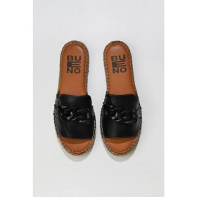 Resim Bueno Shoes Siyah Deri Kadın Düz Terlik 