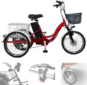 Resim Elektrikli İNsan Gücüyle Çalışan Üç Tekerlekli Bisiklet,Elektrikli Üç Tekerlekli Bisiklet,3 Vites,Led Spot Işığı,3 Sürüş Modu,20 Inç Lastik,Saklama Sepeti Ve Hidrolik Amortisörler 