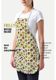 Resim Frilly İkili Paket Mutfak Önlüğü Sıvı Geçirmez Su Geçirmez Mutfak Önlüğü Elmalı 