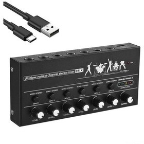 Resim Samdoo Metal 6 Kanal Stereo Mikser - Gitar, Bas, Klavye Ve Sahne İçin Ultra Düşük Gürültü - Usb Type-c Beslemeli Ses Karıştırıcı 10.1" 