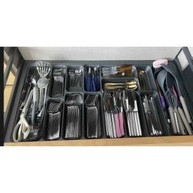 Resim Hepta Collection Almıtal 85X49 Cm. 14 Gözlü Antrasit Çekmece Içi Kaşıklık 80 * 40 Cm'e Kadar Kesebilirsiniz 