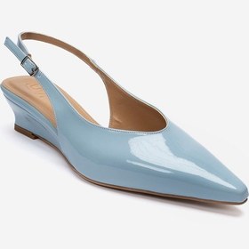 Resim Luvishoes Rosella Bebe Mavi Rugan Mini Dolgu Kadın Topuklu Ayakkabı 