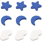 Resim Çocuk Çekmece Kulpları Yıldızlar, Çocuk Kapı Kulpları, Yumuşak Çocuk Çekmece Kulpları Yıldız Ay Bulutları Çocuk Yatak Odası Gardırop Kulpları, 9 Adet 