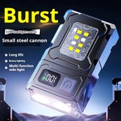 Resim 1 adet Ultra Parlak Mini LED El Feneri - Dönebilen Başlıklı, Metal Tutucu, Manyetik, 7 Modlu, Büyük Kapasiteli 1200mAh Lityum Pil, Açık Hava Kampı ve Acil Onarım için İdeal, Taşınabilir LED El Feneri | Çok Fonksiyonlu Işık | Dayanıklı Tutucu ile LED 