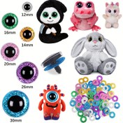 Resim Simli Güvenlik Gözleri, 14-30mm Renkli Yıkama Gözlüklü Plastik Simli Gözler Dolmuş Hayvanlar için Örgü Gözler Bebek Ayı Oyuncak ve DIY El Sanatları 