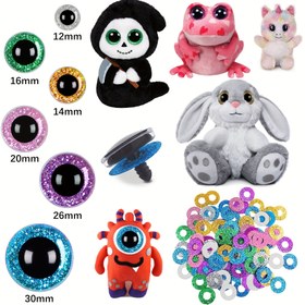 Resim Simli Güvenlik Gözleri, 14-30mm Renkli Yıkama Gözlüklü Plastik Simli Gözler Dolmuş Hayvanlar için Örgü Gözler Bebek Ayı Oyuncak ve DIY El Sanatları 