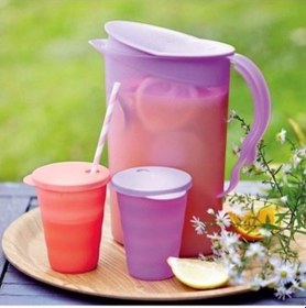 Resim Tupperware Eko Tip Top Sürahi ve 2'li Pipetli Bardak Seti 