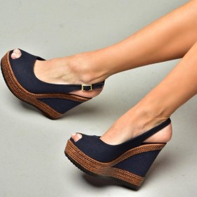 Resim Fox Shoes Lacivert Kadın Dolgu Topuklu Ayakkabı 9674070805 