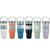Resim 1 adet 20oz/30oz Taşınabilir Pipetli Yalıtımlı Bardak Tutacaklı, 590ml/887ml Büyük Kapasiteli Su Şişesi, 304 Paslanmaz Çelik Araba Kupası, Açık Hava Sporları, Seyahat ve Kamp için, Doğum Günü Hediyesi, Noel Hediyesi 
