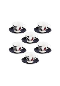 Resim Tantitoni White And Black 6 Kişilik Kahve Fincan Takımı Beyaz - Siyah 