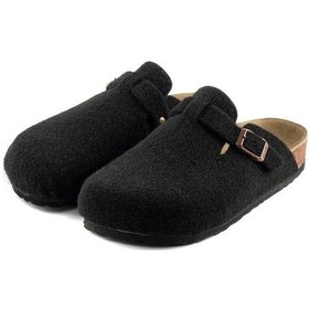 Resim Roy Jones 7004 Unisex Siyah Yün Keçe Günlük Ev Terlik Siyah 