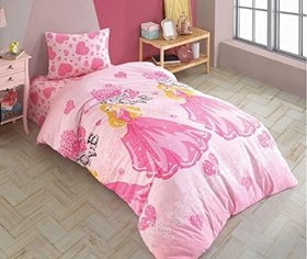 Resim Çarşafı Lastikli Doğal Sağlıklı Pamuk Prenses Tek Kişilik Çocuk Kız Nevresim Takımı, Pembe 