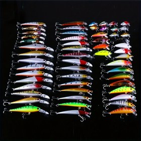 Resim 56 Parça Premium Minnow Balıkçılık Yem Seti - Canlı Renklerde Gerçekçi Sert Yemler, Dayanıklı ABS Plastik, Tatlısu & Tuzlu Su Balıkçılığı için Üçlü Kancalar, Balıkçılık Yemi 