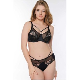 Resim Man4812 1002 Anıl İç Giyim Kadın Balenli Desteksiz Dolgusuz Toparlayıcı Yaka Detaylı Dantelli Küçültücü Sütyen Ve Slip Takım 4812 Çok Renkli 