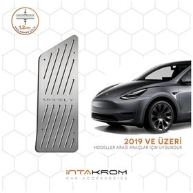 Resim Tesla Model Y Krom Ayak Dinlendirme Pedalı - 2019 Ve Üzeri Düz Çizgili 