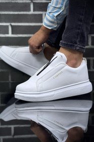 Resim Yüksek Taban Fermuar Detaylı Casual Sneaker Tarz Erkek Ayakkabı 