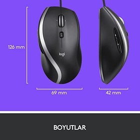 Resim Logitech M500S Gelişmiş USB Kablolu Mouse, 4000 DPI, Yüksek Hızlı Hassas Kaydırma, 7 Özelleştirilebilir Tuş, Sağ Elle Kullanıma Uygun, Siyah 