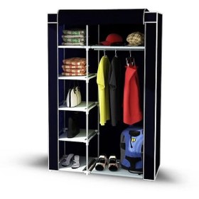 Resim Dzgn Home Tek Yandan Raflı Metal Bez Dolap Gardrop-siyah Siyah 