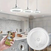 Resim Uzaktan Kumandalı Akıllı Tavan Vantilatörü Işığı - 30W LED, 3 Hız Ayarlı Fan & Ayarlanabilir Renk Sıcaklığı (3000K-6500K), E26/E27 Soket, Yatak Odası, Mutfak, Kiler için Beyaz 