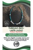 Resim OSMANLI DEĞERLİ TAŞ Afrika Asaleti, Hakiki Turkuaz, Inci Ve Lapis Lazuli Doğal Taşlı Gümüş Kapama Tasarım Kolye 