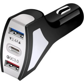 Resim Araç Şarj Cihazı Qc3 0 Araç Şarj Cihazı Çift USB Hızlı Şarj Cihazı 30W Type-C Araç Şarj Cihazı (Yurt Dışından) 