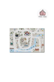 Resim PINKIE HOME Dijital Baskı Kaymaz Makinede Yıkanabilir Çocuk Odası Halısı Araba Yollu Trafik Çocuk Oyun Halısı-20 