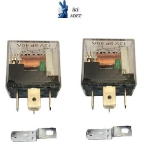 Resim iki Adet Mini Role 12v. 5 Uçlu. 40 A. Far. Korna. Fan. Lpg Röle 