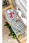 Resim happy moon Bebek Giyim Yazlık Erkek Bebek Ikili Takım Kısa Kol Tshirt Şalvar Alt 0-3 Ay 