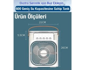 Resim Aet Masaüstü Taşınabilir Buzlu Vantilatör Su Soğutmalı LED Işıklı Soğutucu Fan Aır Cooler Fan 
