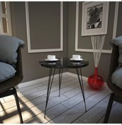 Resim Sandalf Siyah Mermer Yan Sehpa & Mermer Servis Sehpası 