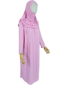 Resim Pratik Tek Parça Organik Kız Çocuk Namaz Elbisesi Pembe 