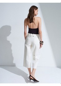 Resim Dilvin 72711 %100 Pamuk Culotte Pantolon-ekru 